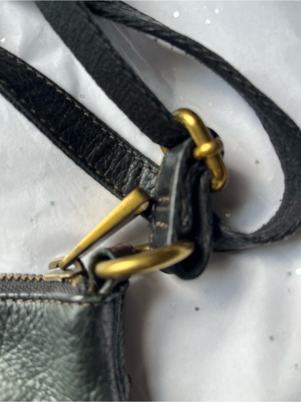 Fossil dark green Leather Crossbody Bag with Front Zip Pocket - Picture 4 of 7